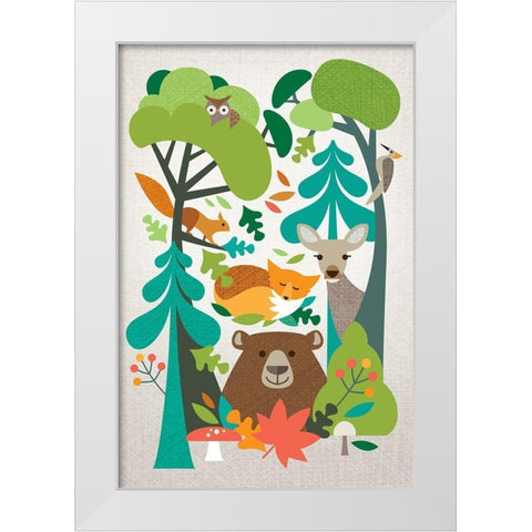 Woodland Friends White Modern Wood Framed Art Print by Shufflebotham, Amanda