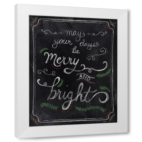 Merry and Bright White Modern Wood Framed Art Print by Carpentieri, Natalie