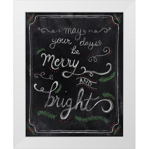 Merry and Bright White Modern Wood Framed Art Print by Carpentieri, Natalie