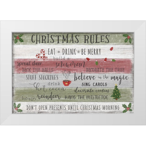 Christmas Rules White Modern Wood Framed Art Print by Carpentieri, Natalie