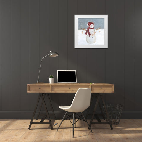 Starry Snowman White Modern Wood Framed Art Print by Swatland, Sally