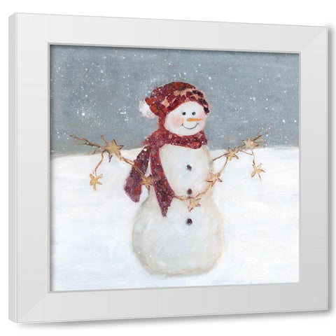 Starry Snowman White Modern Wood Framed Art Print by Swatland, Sally