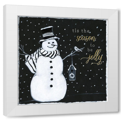 Tis the Season Snowman White Modern Wood Framed Art Print by Swatland, Sally