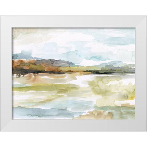 Faraway White Modern Wood Framed Art Print by Nan