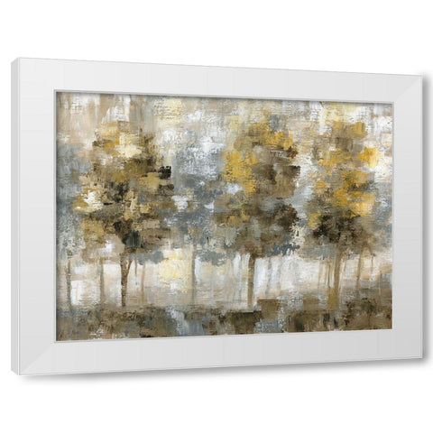 Linen Trees White Modern Wood Framed Art Print by Nan