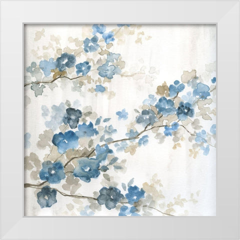 Dogwood in Blue I White Modern Wood Framed Art Print by Nan