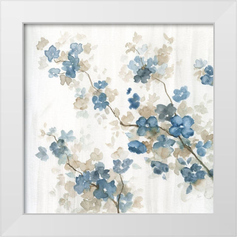 Dogwood in Blue II White Modern Wood Framed Art Print by Nan