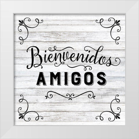 Bienvenidos White Modern Wood Framed Art Print by Murray, Amanda