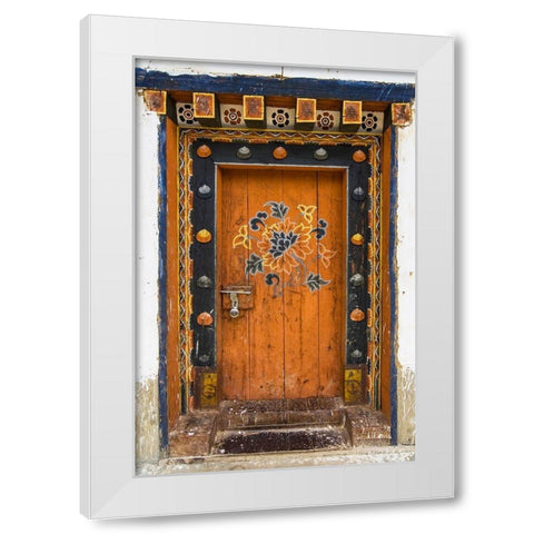 Bhutan Door White Modern Wood Framed Art Print by Runkel, Michael
