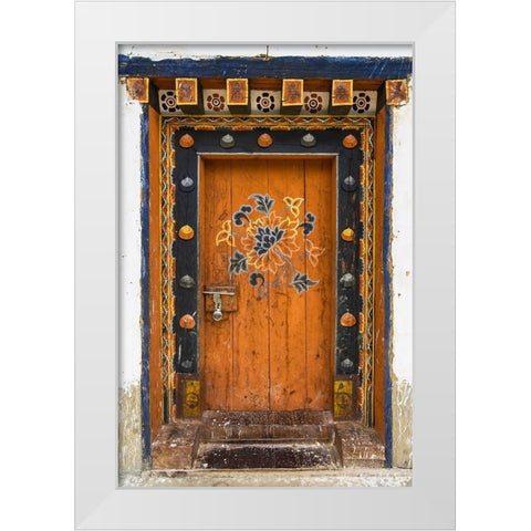 Bhutan Door White Modern Wood Framed Art Print by Runkel, Michael