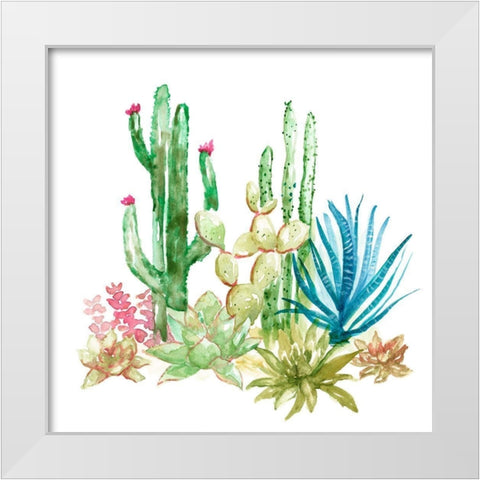 Cactus Vignette I White Modern Wood Framed Art Print by Nan