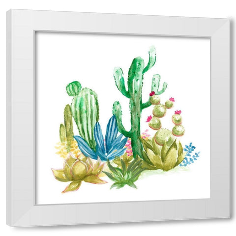 Cactus Vignette II White Modern Wood Framed Art Print by Nan