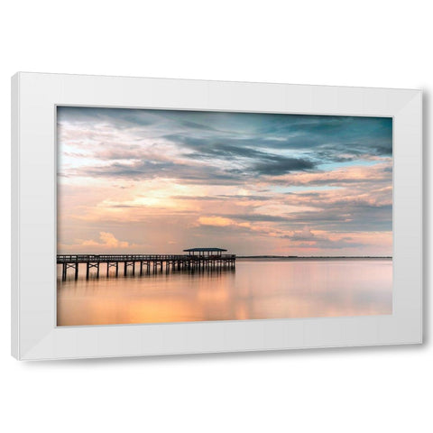 Harbor Sunset White Modern Wood Framed Art Print by Haddad, Sheila