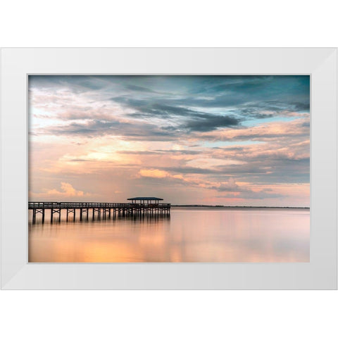 Harbor Sunset White Modern Wood Framed Art Print by Haddad, Sheila