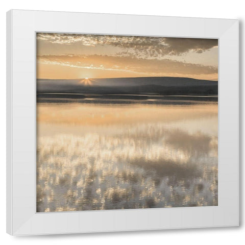 Serene Sunrise White Modern Wood Framed Art Print by Jaynes, William D.