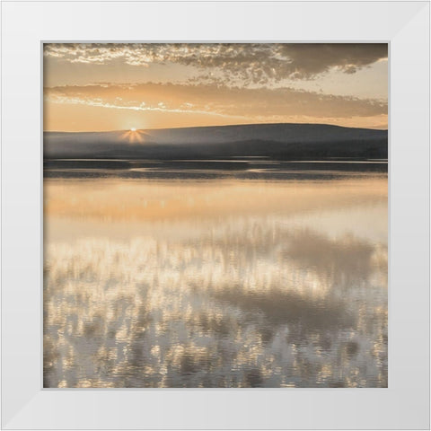 Serene Sunrise White Modern Wood Framed Art Print by Jaynes, William D.