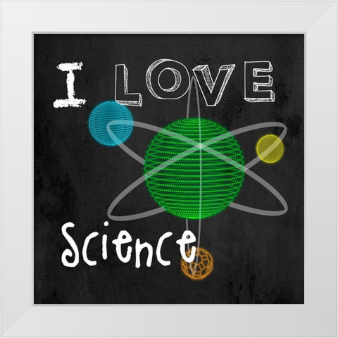 Love Science White Modern Wood Framed Art Print by Santiago, Daniela