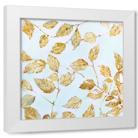 Dancing Birch Leaves White Modern Wood Framed Art Print by Swatland, Sally