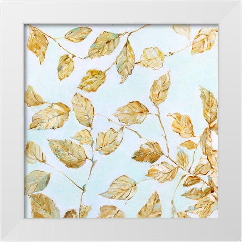 Dancing Birch Leaves White Modern Wood Framed Art Print by Swatland, Sally