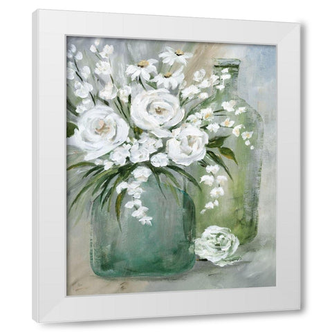 Rosey Afternoon White Modern Wood Framed Art Print by Nan