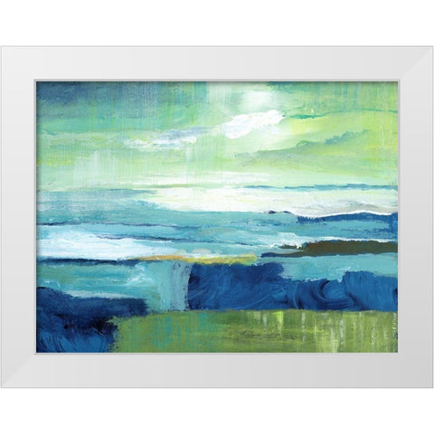 Blue Sands White Modern Wood Framed Art Print by Nan