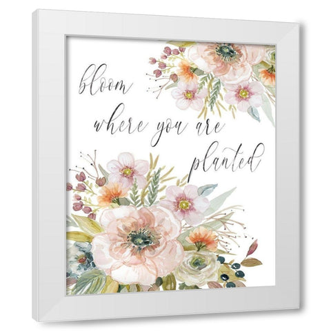 Peach Bloom I White Modern Wood Framed Art Print by Robinson, Carol