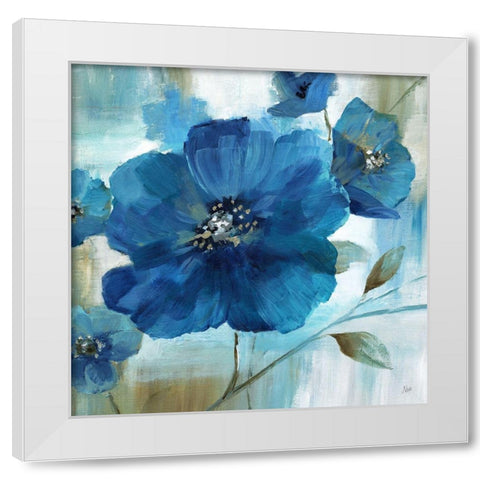 Blue Mood White Modern Wood Framed Art Print by Nan