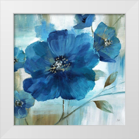 Blue Mood White Modern Wood Framed Art Print by Nan