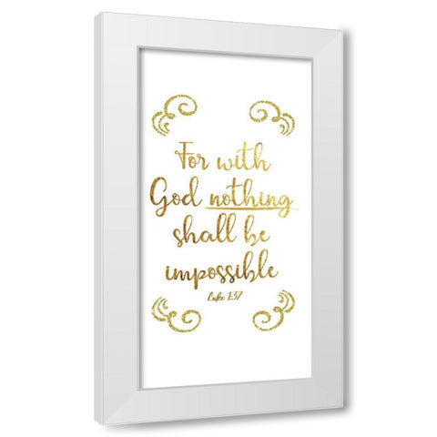 Luke 1:37 White Modern Wood Framed Art Print by CAD Designs