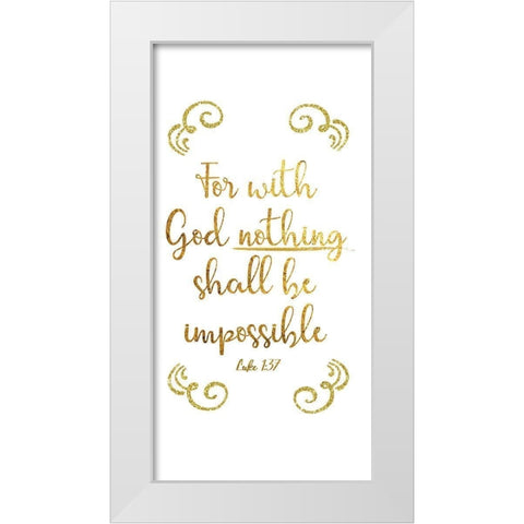 Luke 1:37 White Modern Wood Framed Art Print by CAD Designs