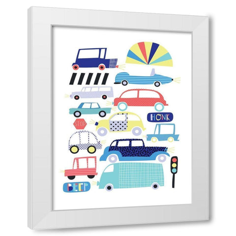 Traffic Jam White Modern Wood Framed Art Print by Potter, Alice
