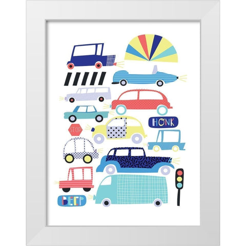 Traffic Jam White Modern Wood Framed Art Print by Potter, Alice