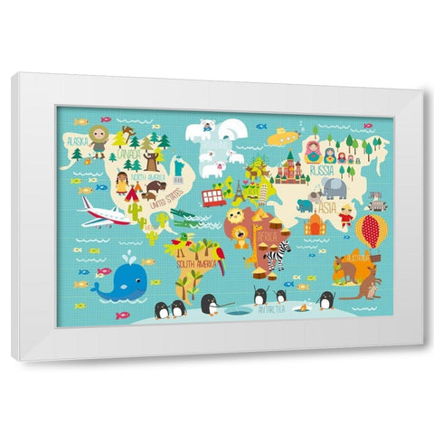 Childrens World White Modern Wood Framed Art Print by Hogan, Martina