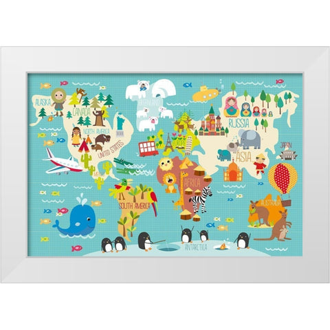 Childrens World White Modern Wood Framed Art Print by Hogan, Martina