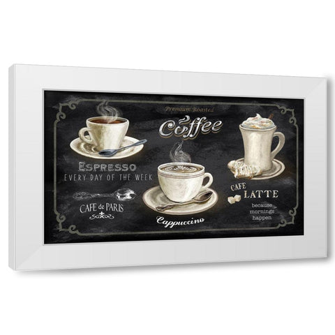 Coffee Trio White Modern Wood Framed Art Print by Knutsen, Conrad