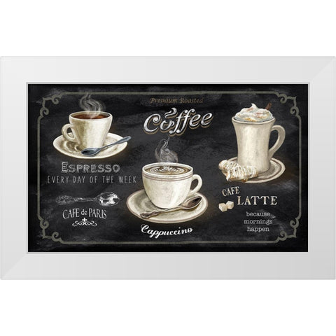 Coffee Trio White Modern Wood Framed Art Print by Knutsen, Conrad
