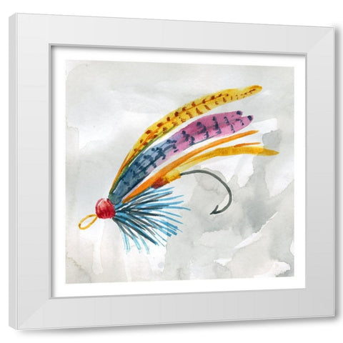 Fly Hook III White Modern Wood Framed Art Print by Robinson, Carol