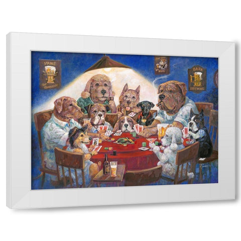 Poker Dogs White Modern Wood Framed Art Print by Manning, Ruane