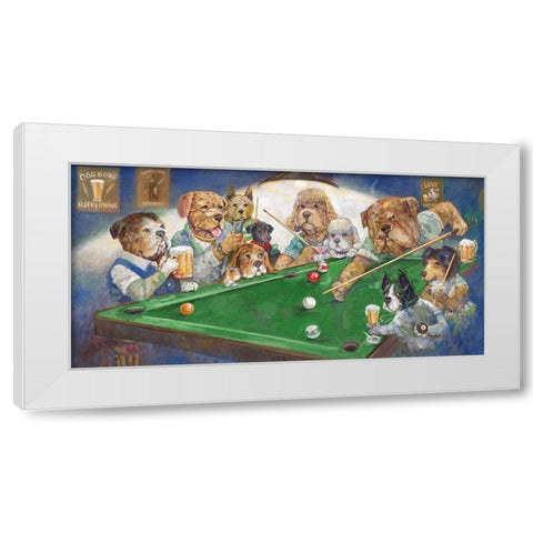 Pool Dogs White Modern Wood Framed Art Print by Manning, Ruane