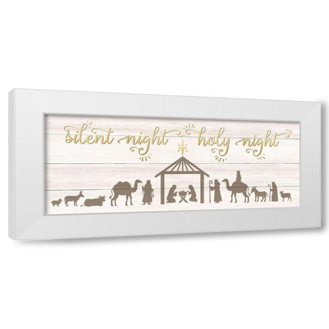 Silent Night Nativity White Modern Wood Framed Art Print by CAD Designs
