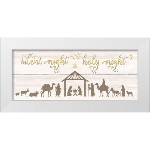 Silent Night Nativity White Modern Wood Framed Art Print by CAD Designs