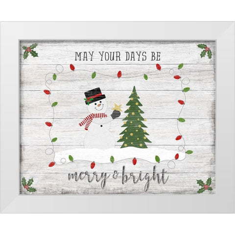 Merry and Bright White Modern Wood Framed Art Print by Carpentieri, Natalie
