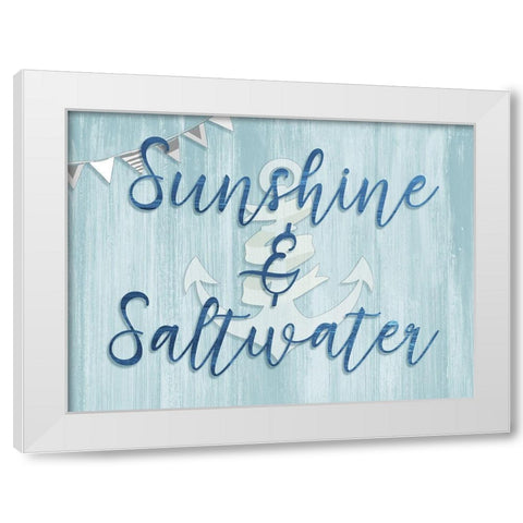 Sunshine and Saltwater White Modern Wood Framed Art Print by CAD Designs