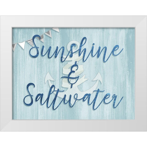 Sunshine and Saltwater White Modern Wood Framed Art Print by CAD Designs