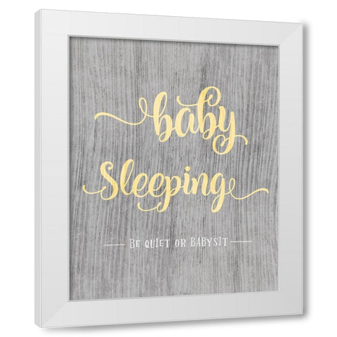 Baby Sleeping White Modern Wood Framed Art Print by CAD Designs