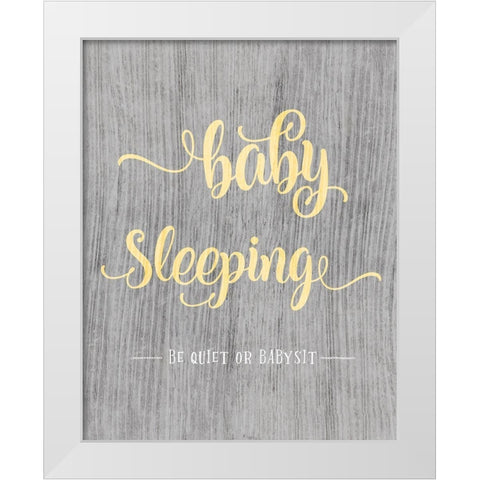 Baby Sleeping White Modern Wood Framed Art Print by CAD Designs
