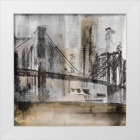 Brooklyn Bridge White Modern Wood Framed Art Print by Jill, Susan