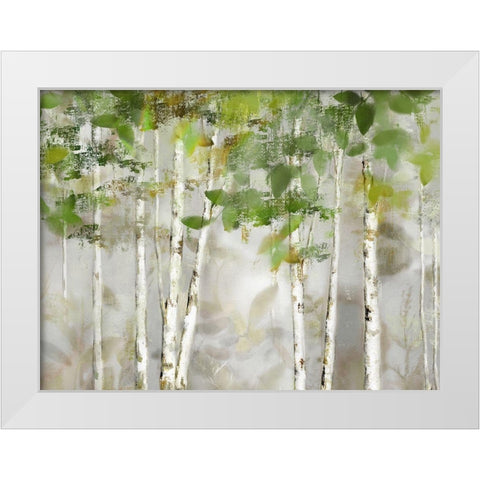 Evergreen Forest White Modern Wood Framed Art Print by Nan