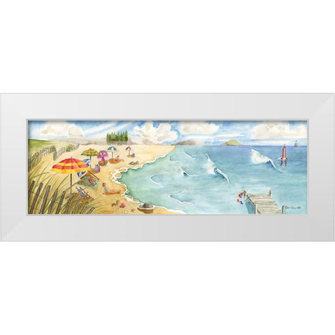 Sand and Surf White Modern Wood Framed Art Print by Halm, Carol