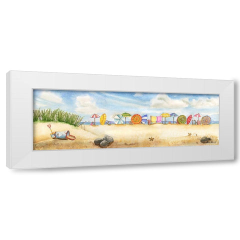 Building Sand Castles White Modern Wood Framed Art Print by Halm, Carol